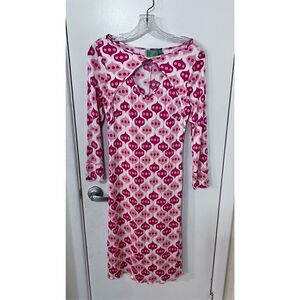 JULES REID RED PINK LONG SLEEVE SILK DRESS WOMENS SIZE 8